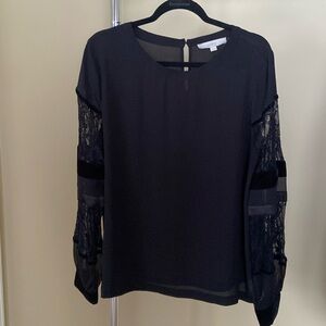 LOFT Black Lace Sleeve Top